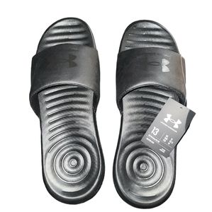 NEW Mens Black Under Armour slides size 13